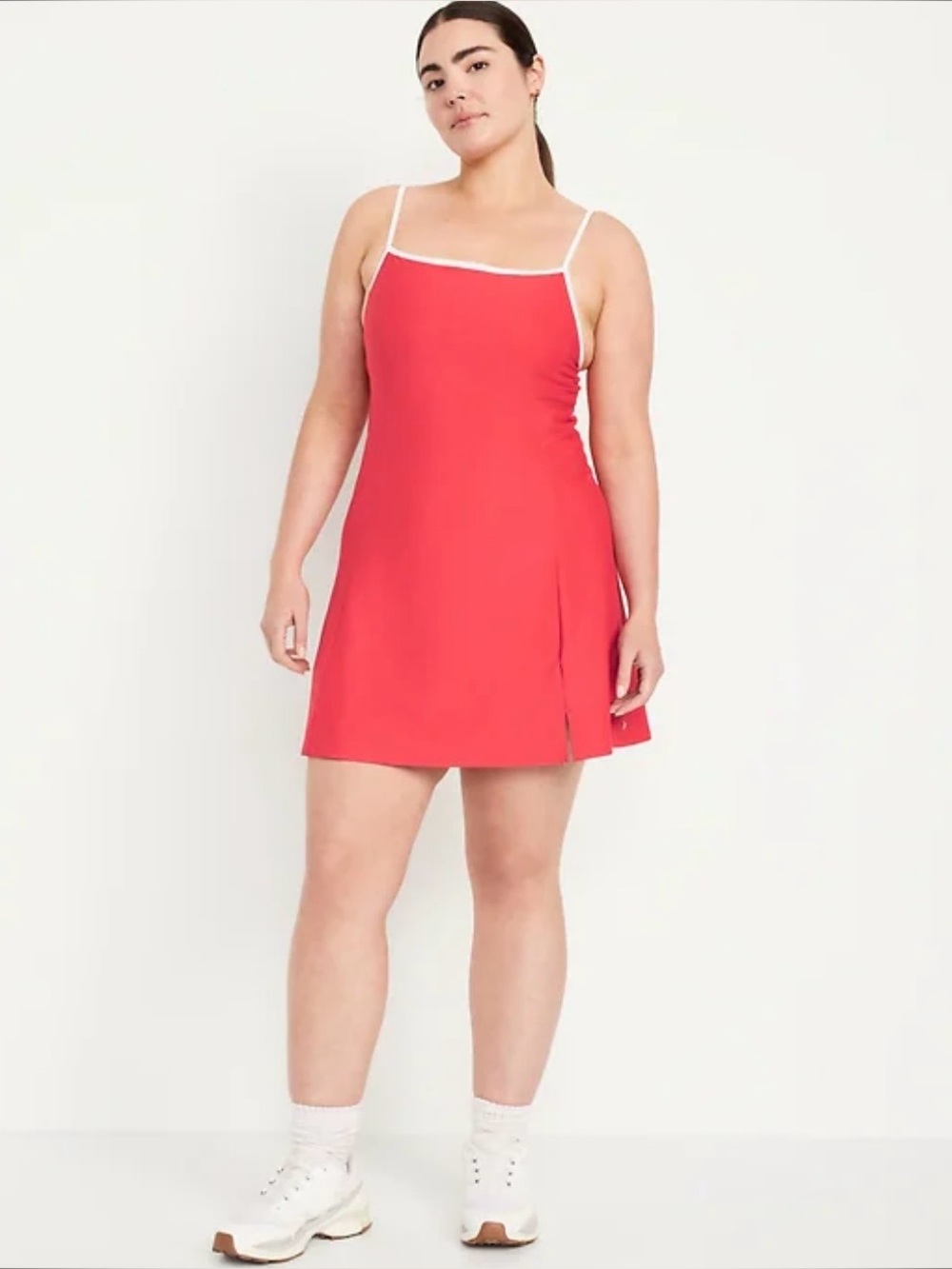 Old Navy- Red Active Dress with White Contrast Trim – Spaghetti Straps- XL